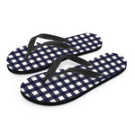 Navy And White Check Pattern Print Flip Flops