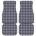 Navy And White Check Pattern Print Front and Back Car Floor Mats