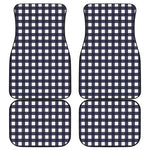 Navy And White Check Pattern Print Front and Back Car Floor Mats