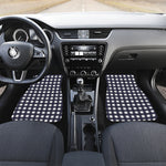 Navy And White Check Pattern Print Front and Back Car Floor Mats