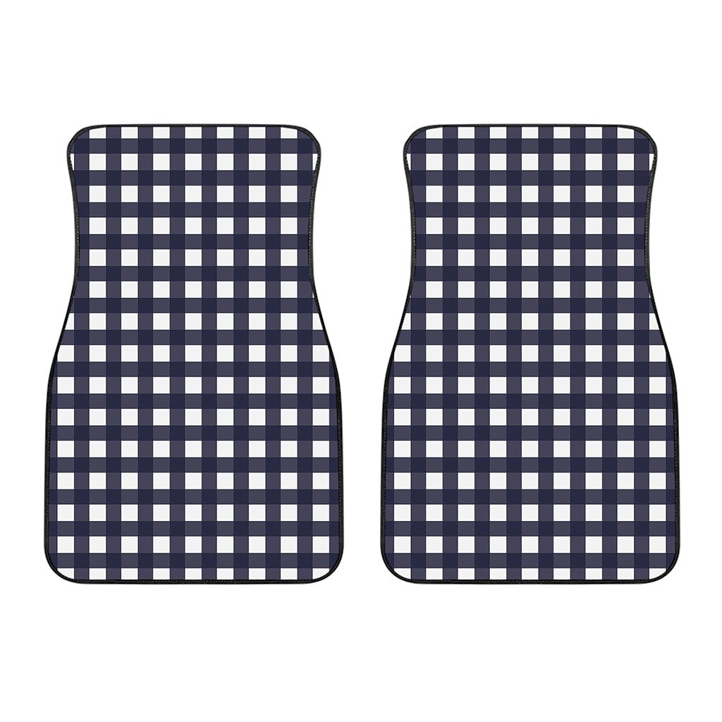 Navy And White Check Pattern Print Front Car Floor Mats