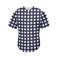 Navy And White Check Pattern Print Men's Baseball Jersey