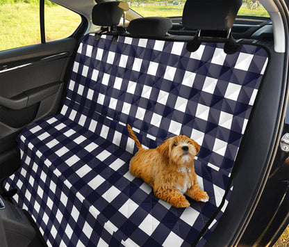 Navy And White Check Pattern Print Pet Car Back Seat Cover