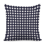 Navy And White Check Pattern Print Pillow Cover
