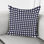 Navy And White Check Pattern Print Pillow Cover