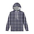 Navy And White Check Pattern Print Pullover Hoodie