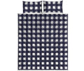 Navy And White Check Pattern Print Quilt Bed Set