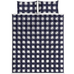 Navy And White Check Pattern Print Quilt Bed Set