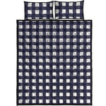 Navy And White Check Pattern Print Quilt Bed Set
