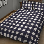 Navy And White Check Pattern Print Quilt Bed Set
