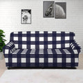 Navy And White Check Pattern Print Sofa Cover