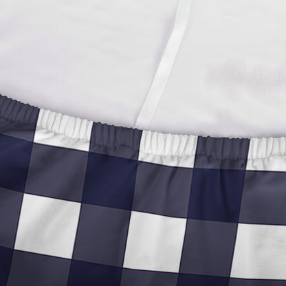 Navy And White Check Pattern Print Sofa Cover