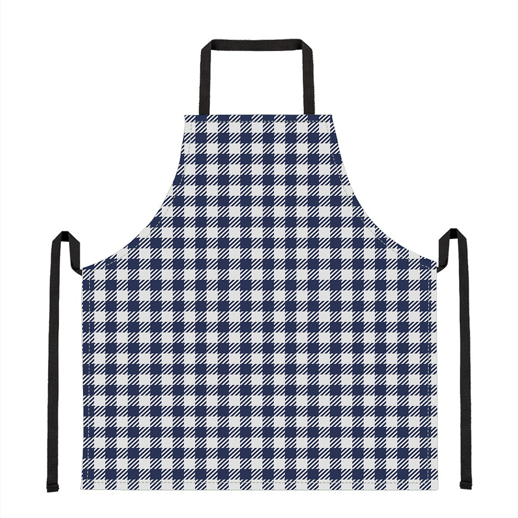 Navy And White Gingham Pattern Print Apron