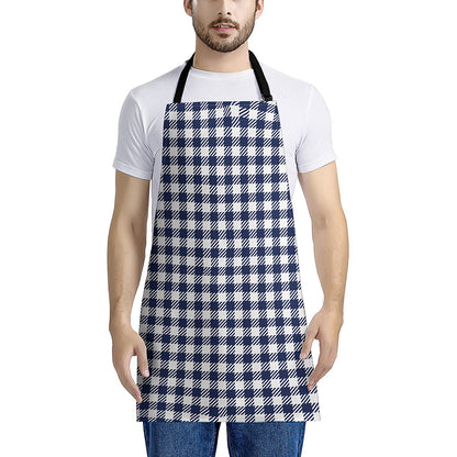 Navy And White Gingham Pattern Print Apron