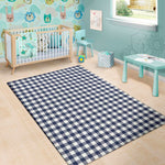 Navy And White Gingham Pattern Print Area Rug