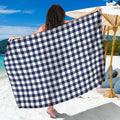 Navy And White Gingham Pattern Print Beach Sarong Wrap