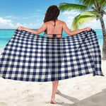 Navy And White Gingham Pattern Print Beach Sarong Wrap