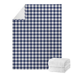 Navy And White Gingham Pattern Print Blanket