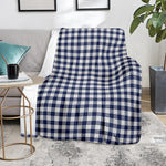 Navy And White Gingham Pattern Print Blanket