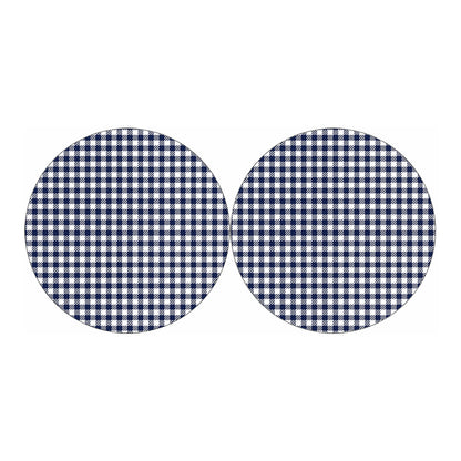 Navy And White Gingham Pattern Print Car Coasters