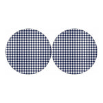 Navy And White Gingham Pattern Print Car Coasters