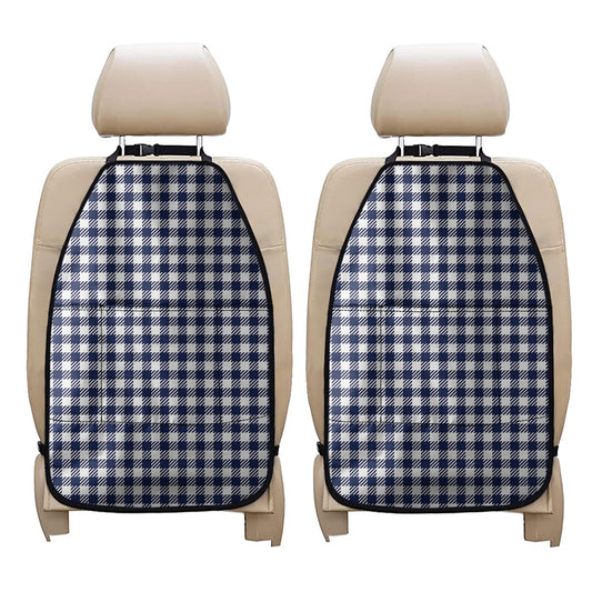 Navy And White Gingham Pattern Print Car Seat Organizers