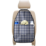 Navy And White Gingham Pattern Print Car Seat Organizers