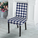 Navy And White Gingham Pattern Print Dining Chair Slipcover
