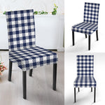 Navy And White Gingham Pattern Print Dining Chair Slipcover