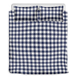 Navy And White Gingham Pattern Print Duvet Cover Bedding Set