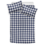 Navy And White Gingham Pattern Print Duvet Cover Bedding Set
