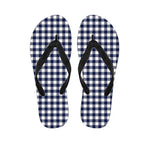Navy And White Gingham Pattern Print Flip Flops