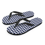 Navy And White Gingham Pattern Print Flip Flops