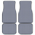 Navy And White Gingham Pattern Print Front and Back Car Floor Mats