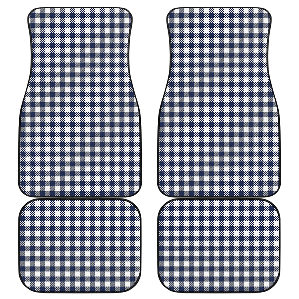 Navy And White Gingham Pattern Print Front and Back Car Floor Mats