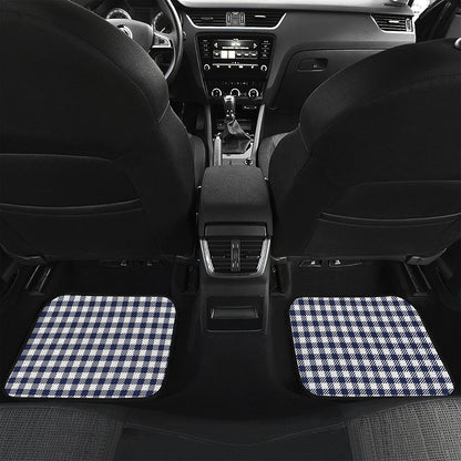 Navy And White Gingham Pattern Print Front and Back Car Floor Mats
