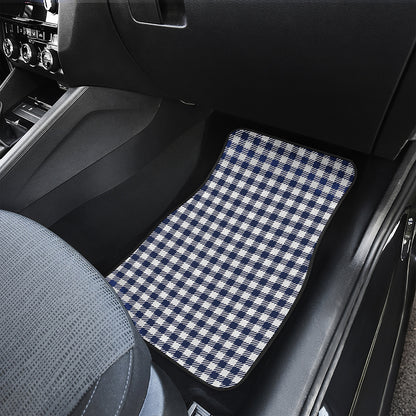 Navy And White Gingham Pattern Print Front and Back Car Floor Mats