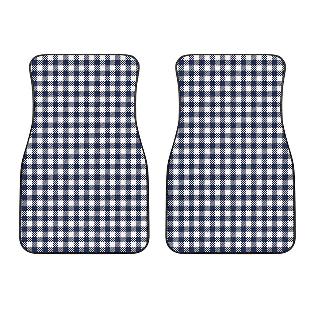 Navy And White Gingham Pattern Print Front Car Floor Mats