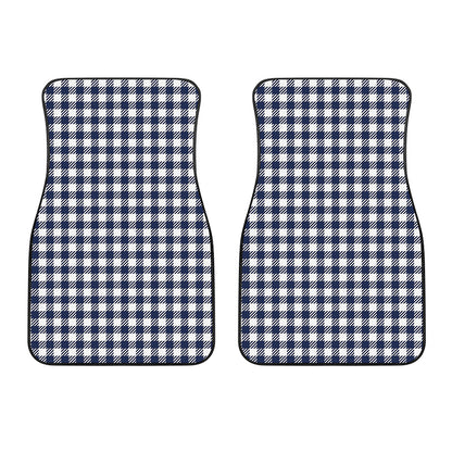 Navy And White Gingham Pattern Print Front Car Floor Mats