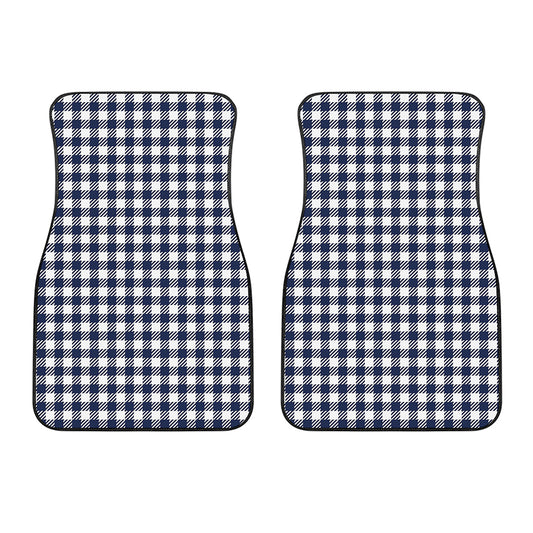 Navy And White Gingham Pattern Print Front Car Floor Mats