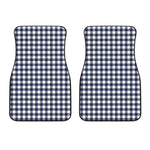Navy And White Gingham Pattern Print Front Car Floor Mats