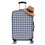 Navy And White Gingham Pattern Print Luggage Cover