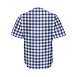 Navy And White Gingham Pattern Print Men's Baseball Jersey