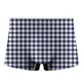 Navy And White Gingham Pattern Print Men's Boxer Briefs