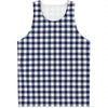 Navy And White Gingham Pattern Print Men's Tank Top