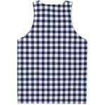 Navy And White Gingham Pattern Print Men's Tank Top