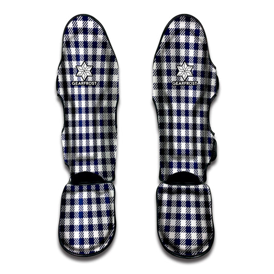 Navy And White Gingham Pattern Print Muay Thai Shin Guard
