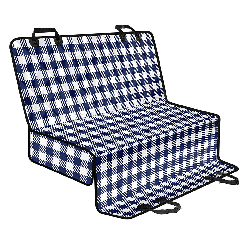 Navy And White Gingham Pattern Print Pet Car Back Seat Cover