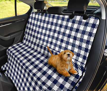 Navy And White Gingham Pattern Print Pet Car Back Seat Cover