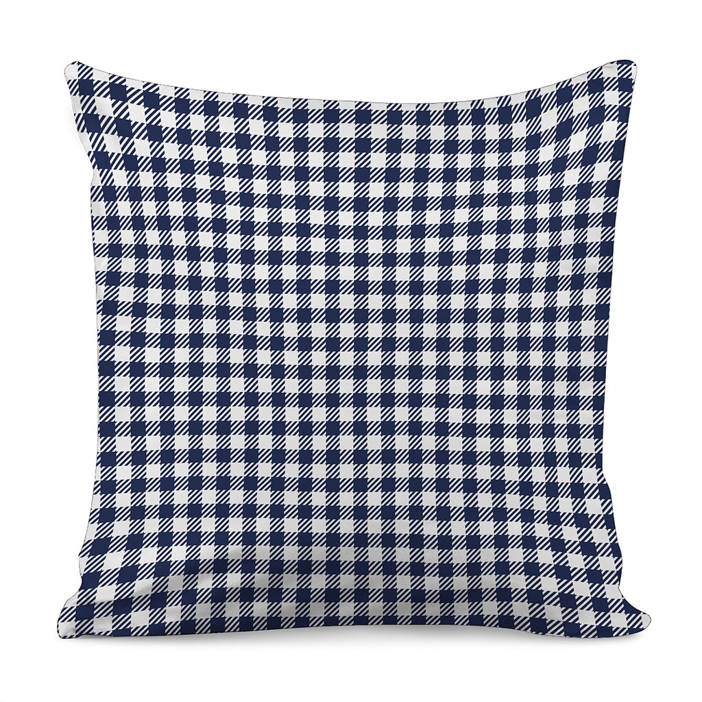 Navy And White Gingham Pattern Print Pillow Cover